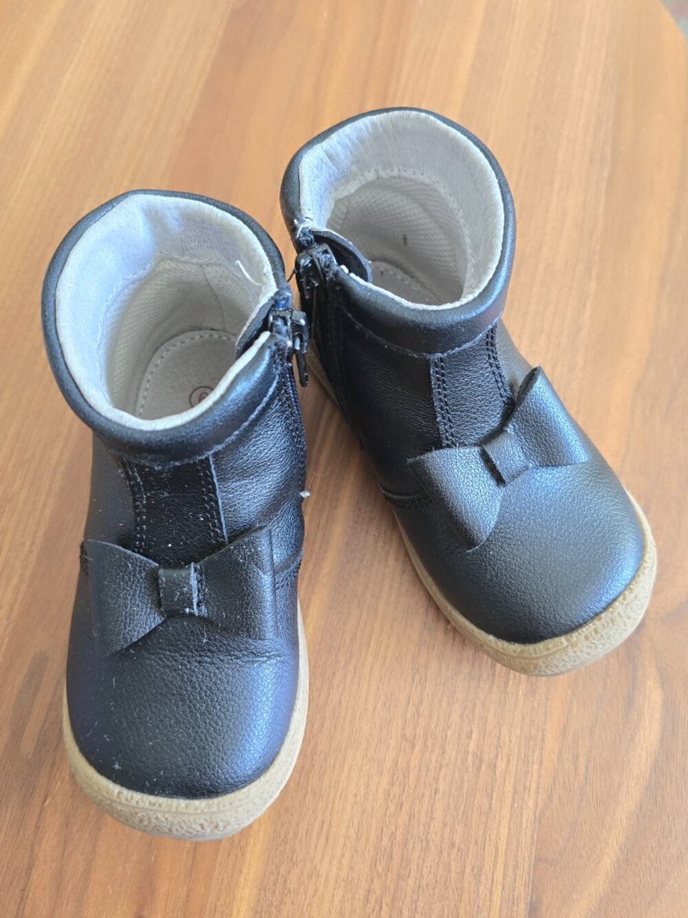 L'Amour black baby boots with bow size 6